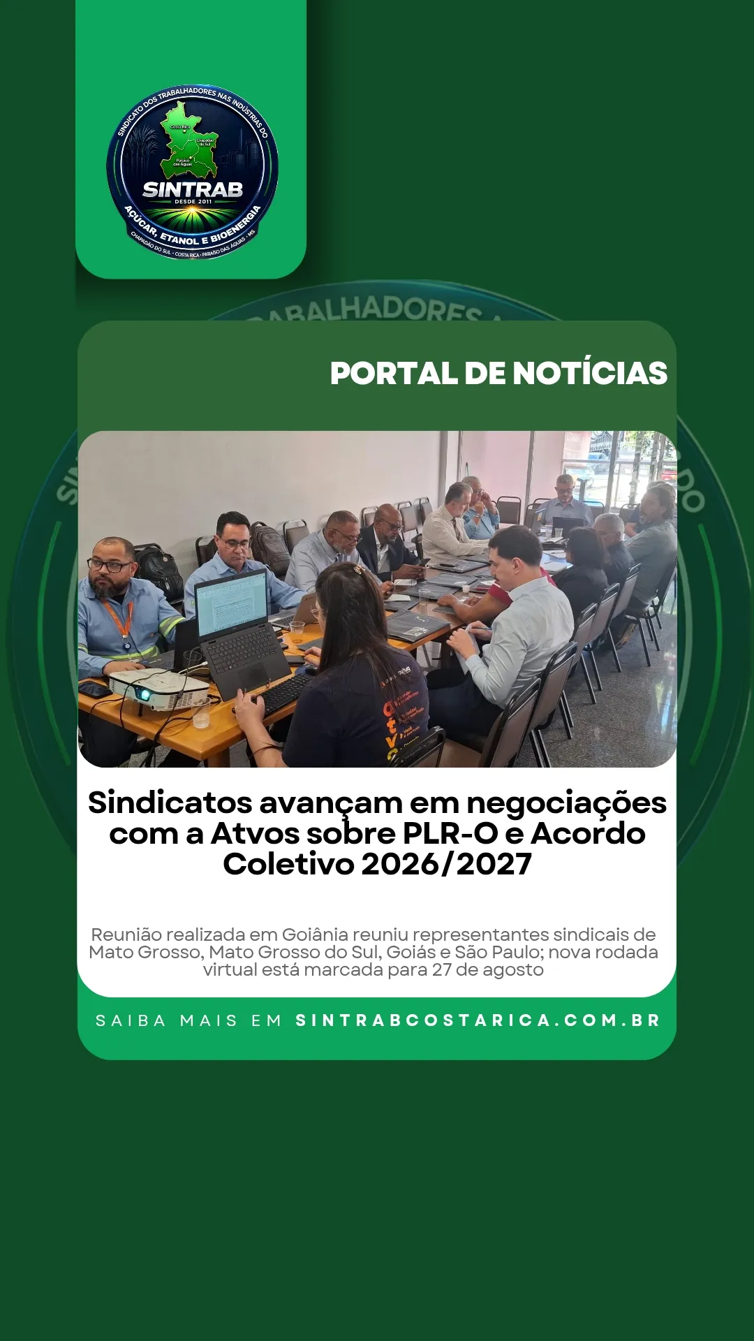 Sindicatos avançam em negociações com a Atvos sobre PLR-O e Acordo Coletivo 2026/2027